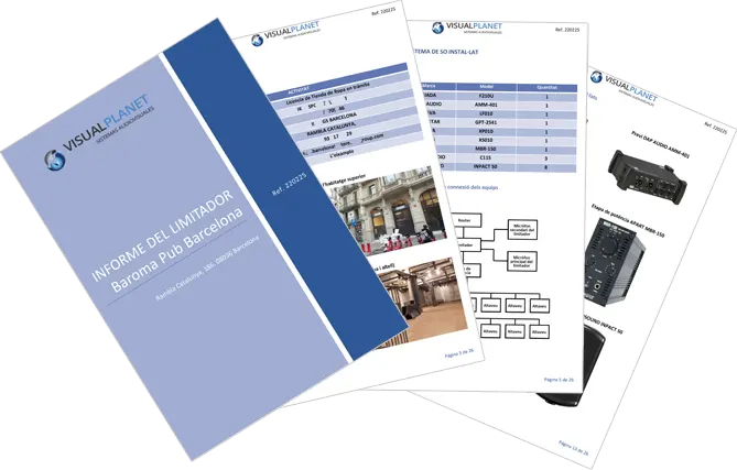 Report for an acoustic recording limiter installed by AICONNEX and submitted to Barcelona City Council